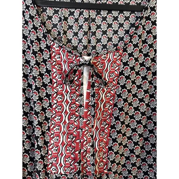 Saint Tropez West Top Womens 2x Boho Red & Blue Colorful 3/4 Length Sleeves - Picture 2 of 11